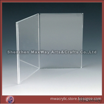 Simply shaped clear lucite/acrylic menu holder
